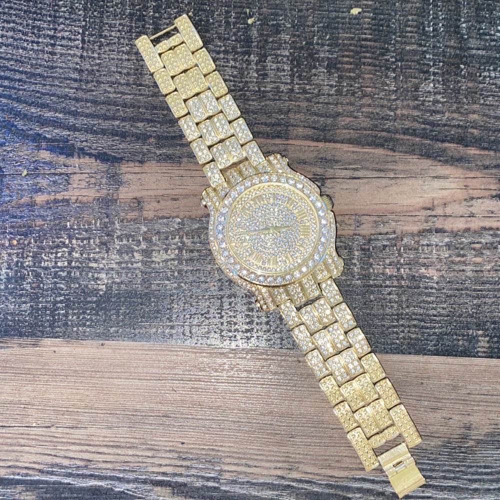 18k gold watch with diamonds.
